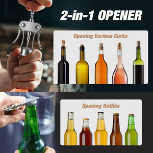 Sacacorchos de Acero Inoxidable al por Mayor, Tipo Ala Ah-So de Dos Puntas para Vino Tinto, Abridor de Botellas, Amigo del Camarero - Product Image 6
