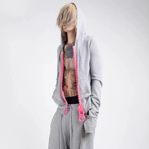 Nuova <span class=keywords><strong>Felpa</strong></span> <span class=keywords><strong>con</strong></span> <span class=keywords><strong>Cappuccio</strong></span> Monocolore alla Moda, Personalizzata, Slim Fit, <span class=keywords><strong>con</strong></span> Blocchi di Colore, Casual, <span class=keywords><strong>con</strong></span> Cerniera Grande - Product Image 1