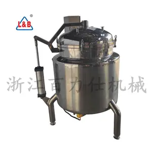 Automatic Industrial Beef and soup making Pressure Cooking Tank, stainless steel Perforated Mesh Basket candied making kettle