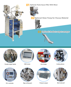 Tự động 3/4 bên trở lại niêm phong dọc thanh máy đóng gói gói điền cho chất lỏng Gel như mật ong/ớt nước sốt - Product Image 3