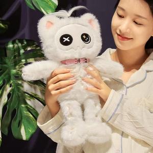 Gotik kedi iskelet peluş oyuncaklar-siyah ve beyaz Spooky kedi iskelet detayları ile doldurulmuş hayvanlar, benzersiz cadılar bayramı - Product Image 4