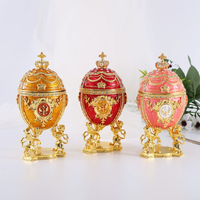 Boîte à bijoux en forme d'œuf Fabergé en métal rouge royal de l'Empire russe, vente en gros d'usine, décoration d'intérieur