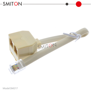 Adaptateur de ligne téléphonique RJ12 6P6C mâle vers 2 femelles, câble convertisseur bidirectionnel pour téléphone fixe et télécopieur, couleur ivoire/blanc/noir - Product Image 2