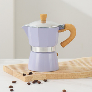 Farbenfroher Italienischer Moka-Kocher mit Holzgriff, Aluminium-Espressokocher für den Herd, 150ml/300ml - Product Image 4