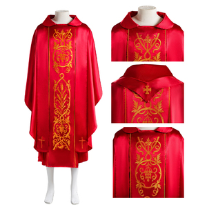 Chasuble Catholic Vestment Red Purple Embroidery <strong>Bishop</strong> Cements Chasubles Church - Product Image 2