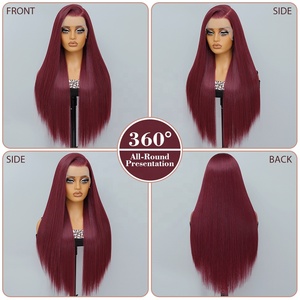 Top cô gái 13x6 Chất lượng cao thẳng tóc giả với phía trước Phi pha trộn tóc cao cấp sợi tự nhiên cosplay tổng hợp ren phía trước tóc giả - Product Image 6