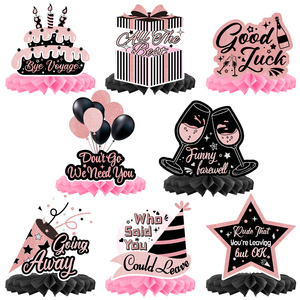 8 قطع من زينة حفلات التقاعد، مركز طاولة على شكل خلية نحل، زينة طاولة ذهبية وردية لحفلات التقاعد السعيدة - Product Image 1