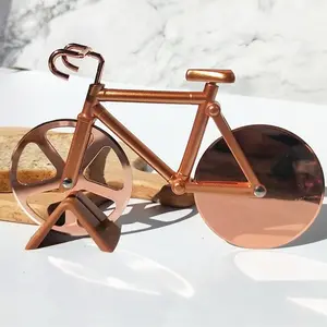 Нож для пиццы, антипригарный велосипед в форме колеса, двойные лезвия из нержавеющей стали, для нарезки пиццы