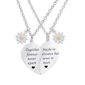 Collar a juego <span class=keywords><strong>de</strong></span> corazón <span class=keywords><strong>de</strong></span> acero inoxidable <span class=keywords><strong>de</strong></span> 2 uds para mejores amigos Daisy Charm Not Sisters by Blood collares joyería <span class=keywords><strong>de</strong></span> amistad - Product Image 6