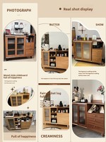 Armoire de rangement d'angle en bois de style vintage avec portes vitrées, organisateur multi-compartiments pour cuisine et salle à manger, grande capacité