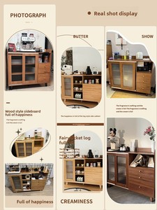 Mobiletto Angolare per Caffè in Stile Vintage, Armadietto da Cucina con Ante in Vetro Changhong, Credenza Multi-Scomparto per Sala da Pranzo - Product Image 5