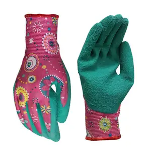 Benutzer definierte pannen sichere Druck blume Frauen Garten handschuhe Schutz werkzeug Crinkle Latex Garten handschuhe