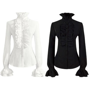 <span class=keywords><strong>Costume</strong></span> victorien <span class=keywords><strong>pour</strong></span> femmes Jabot cravate Blouse froncé col haut manches longues Slim Fit boutons haut formel Halloween <span class=keywords><strong>Pirate</strong></span> <span class=keywords><strong>Costume</strong></span> - Product Image 6
