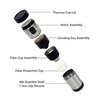 Machine à café expresso portable réutilisable en acier inoxydable, broyeur électrique rechargeable par USB 2-en-1, broyeur et cafetière pour le camping et la voiture