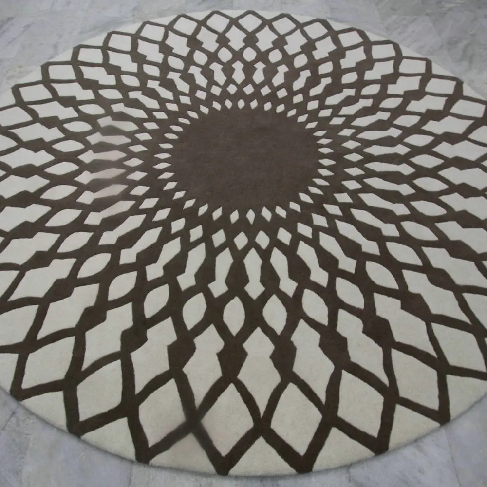Disesuaikan Desain Bentuk Bulat Karpet Hand Tufted Wol Area Karpet