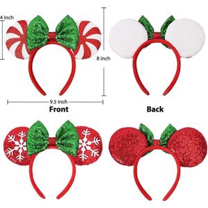 Serre-tête <span class=keywords><strong>fantaisie</strong></span> pour femmes et filles, avec oreilles de souris à sequins, nœud, <span class=keywords><strong>moulin</strong></span> à <span class=keywords><strong>vent</strong></span> et flocon de neige, pour Noël, fêtes et costumes de cosplay - Product Image 5
