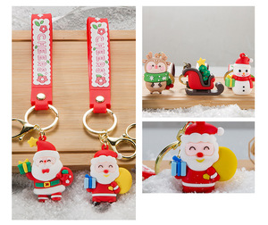 Portachiavi <span class=keywords><strong>natale</strong></span> in pvc 3D cartone animato in gomma morbida Babbo <span class=keywords><strong>Natale</strong></span> alce pupazzo di neve albero di <span class=keywords><strong>natale</strong></span> portachiavi bambola anno nuovo decorazione portachiavi - Product Image 4