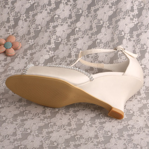 Talon personnalisé <span class=keywords><strong>blanc</strong></span> chaussures de mariage compensées pour les femmes taille 6 - Product Image 6