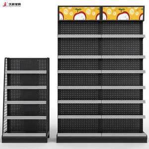 Étagère de présentation de marchandises JIUSHUN, présentoir de supermarché en métal personnalisé avec panneau d'affichage triangulaire - Product Image 4