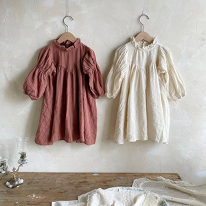 Ropa para Madre e Hija, Colección Primavera-Otoño 22, Vestido con Cuello Alto para Niñas, Vestido con Mangas Abullonadas, Pelele para Bebés - Product Image 3
