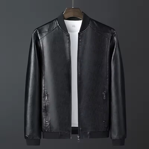 Chaqueta de Cuero Casual Personalizada de Fábrica, Cómoda, a Buen Precio, Chaqueta con Cuello Alto a Prueba de Viento para Hombre - Product Image 2