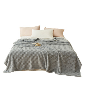 100% polyester tissé gaufre flanelle anti-boulochage moderne toutes saisons corail jeter pour <span class=keywords><strong>lit</strong></span> et canapé - Product Image 5