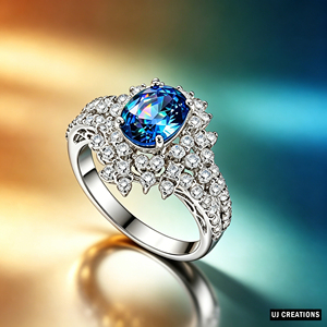 Luxury Women's 18K Gold Plated Cocktail <b>Ring</b> With Emerald Cut <b>Crystal</b> And Pave Diamond Flower Design Engagement Style - Product Image 3
