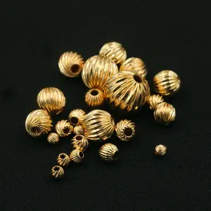 Perles d'espacement citrouille remplies d'or 14K de qualité supérieure pour la fabrication de bijoux