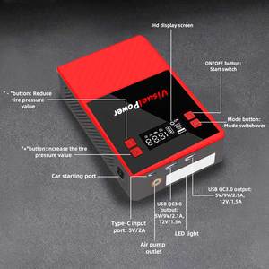 Démarreur <span class=keywords><strong>de</strong></span> voiture avec compresseur d'air 150 PSI, arrêt automatique, gonfleur <span class=keywords><strong>de</strong></span> pneus, booster <span class=keywords><strong>de</strong></span> batterie au lithium pour moteur essence 8.0L/diesel 6.5L - Product Image 3
