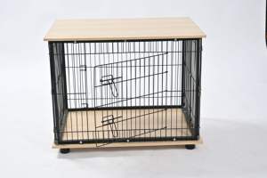 Jaula para Perros de Madera de Nogal con Barras Metálicas, Jaula Moderna para Mascotas, 80x56x63cm - Product Image 2