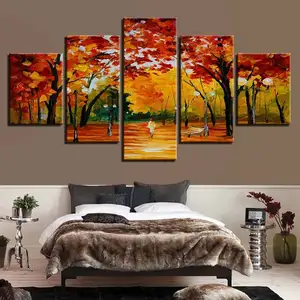 Toile d'arbre de bon goût peinture murale 3D 5 panneaux paysage décoration murale toile peinture