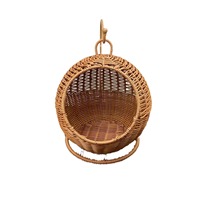 Keranjang Gantung Rotan Anyaman Tangan dengan Rak Logam untuk Kandang Kucing, Rumah Kucing, Kandang Hewan Peliharaan, Keranjang Penyimpanan