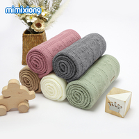 Vente flash - Couverture pour bébé Mimixiong - Motif lapin adorable - Couverture tricotée pour nouveau-né - Couverture d'emmaillotage