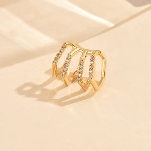 Pendientes de aro de cobre a la moda para mujer con estilo, no perforado patrón geométrico de circón, diseño Simple de moda con Clip, regalo Popular - Product Image 6