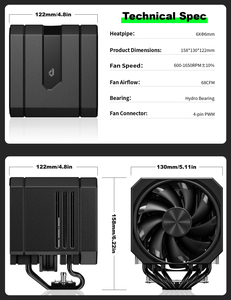 Enfriador de aire para <span class=keywords><strong>CPU</strong></span> de doble torre upHere, 6 tubos de calor, ventilador de <span class=keywords><strong>CPU</strong></span> PWM de 120 mm, enfriador de <span class=keywords><strong>CPU</strong></span> de alto rendimiento - Product Image 5