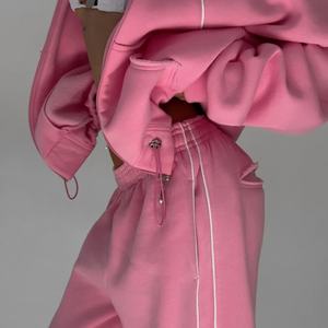 Conjunto de Sudadera con Capucha y Pantalones de Chándal de 2 Piezas para Mujer, Diseño Novedoso, Holgado, con Cremallera, de Tejido Grueso, Personalizado - Product Image 2