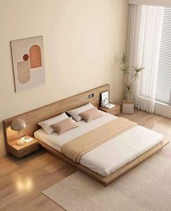 Marco de cama de olmo de madera maciza de estilo minimalista chino de Venta caliente cama doble de dormitorio de alta calidad - Product Image 6