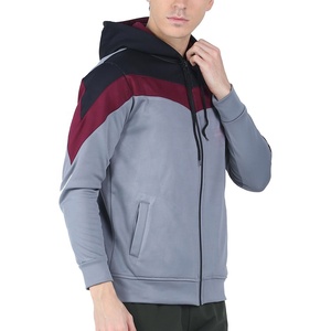 Sweat-shirt à capuche pour homme, coupe classique, décontracté, automne, rayé, fermeture éclair, tricoté, 100% coton, brodé, imprimé personnalisé, accents bleus - Product Image 6