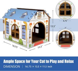 Kartonnen Kattenhuis Met Krabber En Krabben, Speelhuis Voor Indoor Katten Schuilplaats Meubels, Schuilplaats Voor Kleine Dieren - Product Image 4