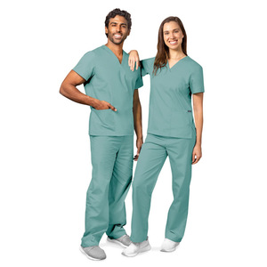 Unisex Scrub Suit Set Cyan Light Green Red Blue Sky Blue Pink Moisture Wicking Hospital Uniforms - Product Image 2