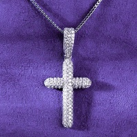 Hip Hop GRA Iced Out Bling VVS D Couleur Moissanite 925 Sterling Silver Pass Diamond Tester 2 Rangées Croix Pendentif Pour Hommes