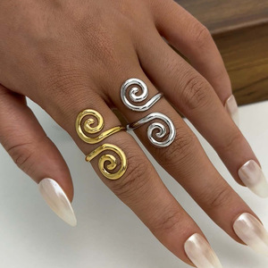 2026 18k Gold Plated Stainless Steel Shape Hollow <b>Opening</b> <b>Ring</b> for Unisex Women Daily Wear - Product Image 4