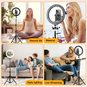 Luce ad Anello LED Mini da 10 Pollici Dimmerabile Bicolore con Supporto per Due Telefoni e Treppiede per TikTok, <span class=keywords><strong>YouTube</strong></span>, Streaming Live e Trucco - Product Image 5