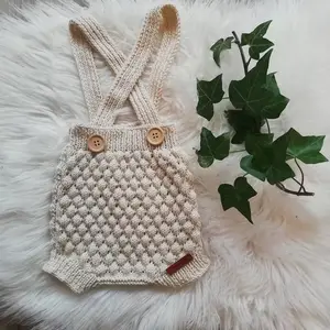 Maatwerk Onesie Kleding Pasgeboren Baby Fotoshoot Outfit Neutrale Trui Biologisch Katoen Gebreide Baby Romper