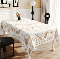 Nappe de table en PU de luxe à motif géométrique tropical palmier et lignes dorées, tailles et motifs personnalisés, imperméable et anti-taches, pour cuisine