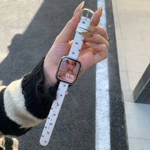 Bracelet de montre en tissu motif étoile et cœur 14 mm avec boucle ardillon pour Apple Watch, bracelet souple - Product Image 2