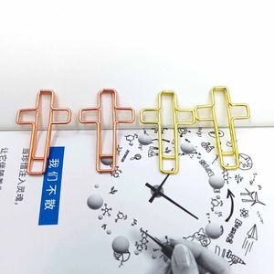 Clips en forme de croix 50 mm en métal or rose, organisateur de documents de bureau créatif - Product Image 3