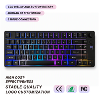 Clavier à membrane sans fil tri-mode 86 touches, rétroéclairage RGB, bouton rotatif, LED, 4000 mAh, touches dégradées, USB-C, anti-ghosting
