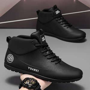 Botas Casuales Impermeables Blancas de Caña Alta para Hombre, Botas de Tobillo con Cordones Antideslizantes y Resistentes al Desgaste - Product Image 2