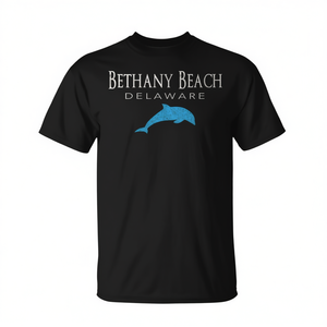 Bethany Beach Delaware Dolphin T-Shirt noir pour adulte unisexe - Product Image 2